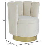 Modern Velvet New Swivel Accent Chair in Cream - side view