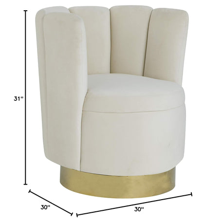 Modern Velvet New Swivel Accent Chair in Cream - side view