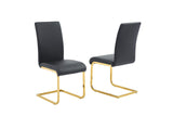 Mirage 5 Pcs Glass Top Mid-Century Modern Dining Set, Gold Finish in Black - detail view