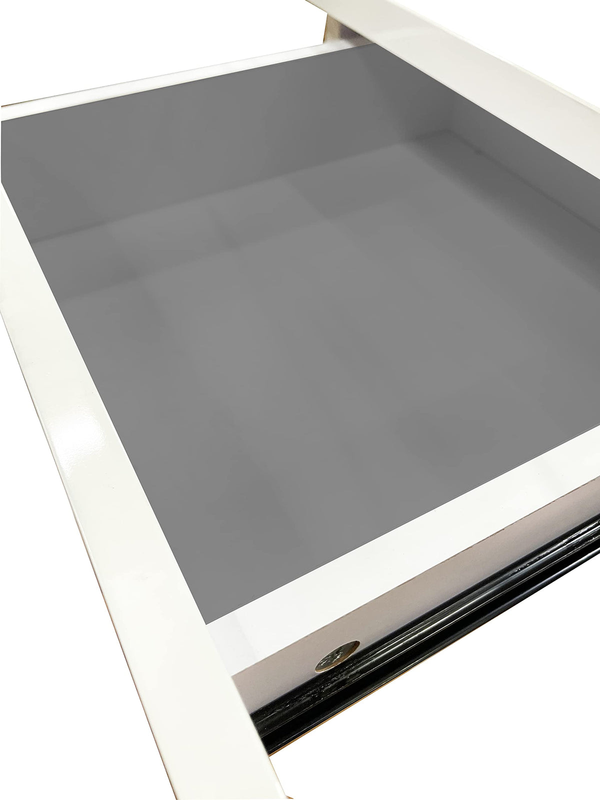 Modern High Gloss Lacquer New Computer Desk in White - side view