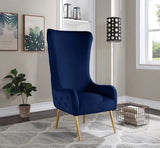 Venetian 50" High Back Tufted Velvet Accent Chair Wingback Lounge Armchair in Navy - front view