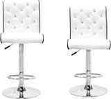 Tufted Vinyl with Faux Crystals Adjustable Swivel Bar Stool