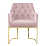 Lilia Modern Tufted Accent Chair with Gold Legs in Pink - detail view