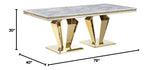 Chihiro Contemporary Grey Rectangular Stone Dining Table in Gold - side view