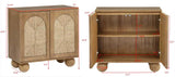 d Organic Woven Rope Arch Inlay Minimal Assembly Entryway Console Furniture in Brown - side view
