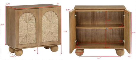 d Organic Woven Rope Arch Inlay Minimal Assembly Entryway Console Furniture in Brown - side view