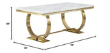 Lexington 70" Rectangle Dining Table with Thick 3.5" Faux Marble Top, Modern Contemporary Design… - side view