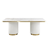 Trandell 79" Modern Glam Rectangle Faux Marble Top Dining Table - detail view