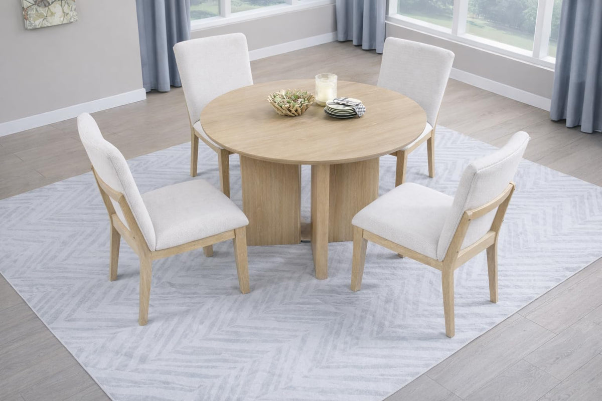 sh Veneer Wood Smooth Trio-Panel Base Kitchen Room Furniture Stationary Set in Light Oak - side view