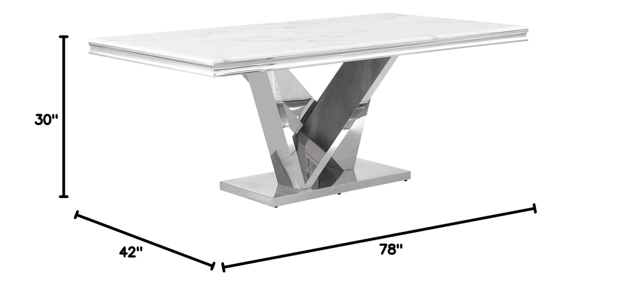 Thiago Dining Table in Silver - side view