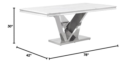 Thiago Dining Table in Silver - side view