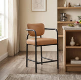 Recency Mid-Century Modern Counter Height Stool in Cognac - back view