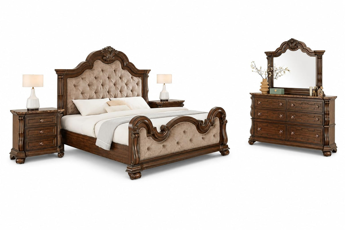 Belvedere 5-Piece Bedroom Set in Dark Cherry