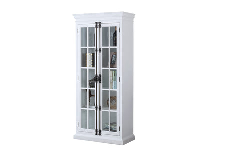 Lucinda 75" Tall Bookshelf Cabinet with Dual Glass Door Display