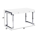 New Modern Desk, White/Silver - side view