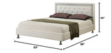 Modern Glam Faux Leather Platform Bed White Queen - front view