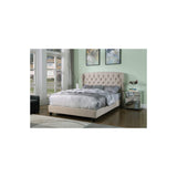Yvette Tufted Wingback Platform Bed in Beige