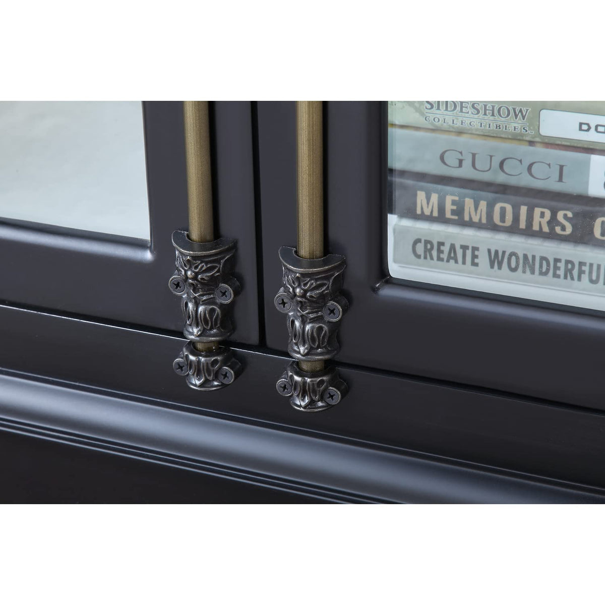 Lucinda 75" Tall Bookshelf Cabinet with Dual Glass Door Display - angle view