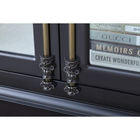 Lucinda 75" Tall Bookshelf Cabinet with Dual Glass Door Display - angle view