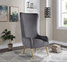 Venetian 50" High Back Tufted Velvet Accent Chair Wingback Lounge Armchair in Grey - front view