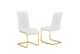 5 Pcs Gold Finish Dining Set in White - detail view