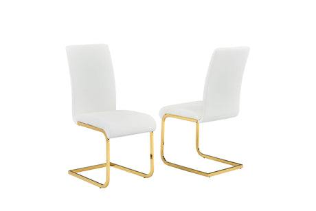 5 Pcs Gold Finish Dining Set in White - detail view