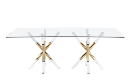 Dalton Rectangular Glass Gold Dining Table