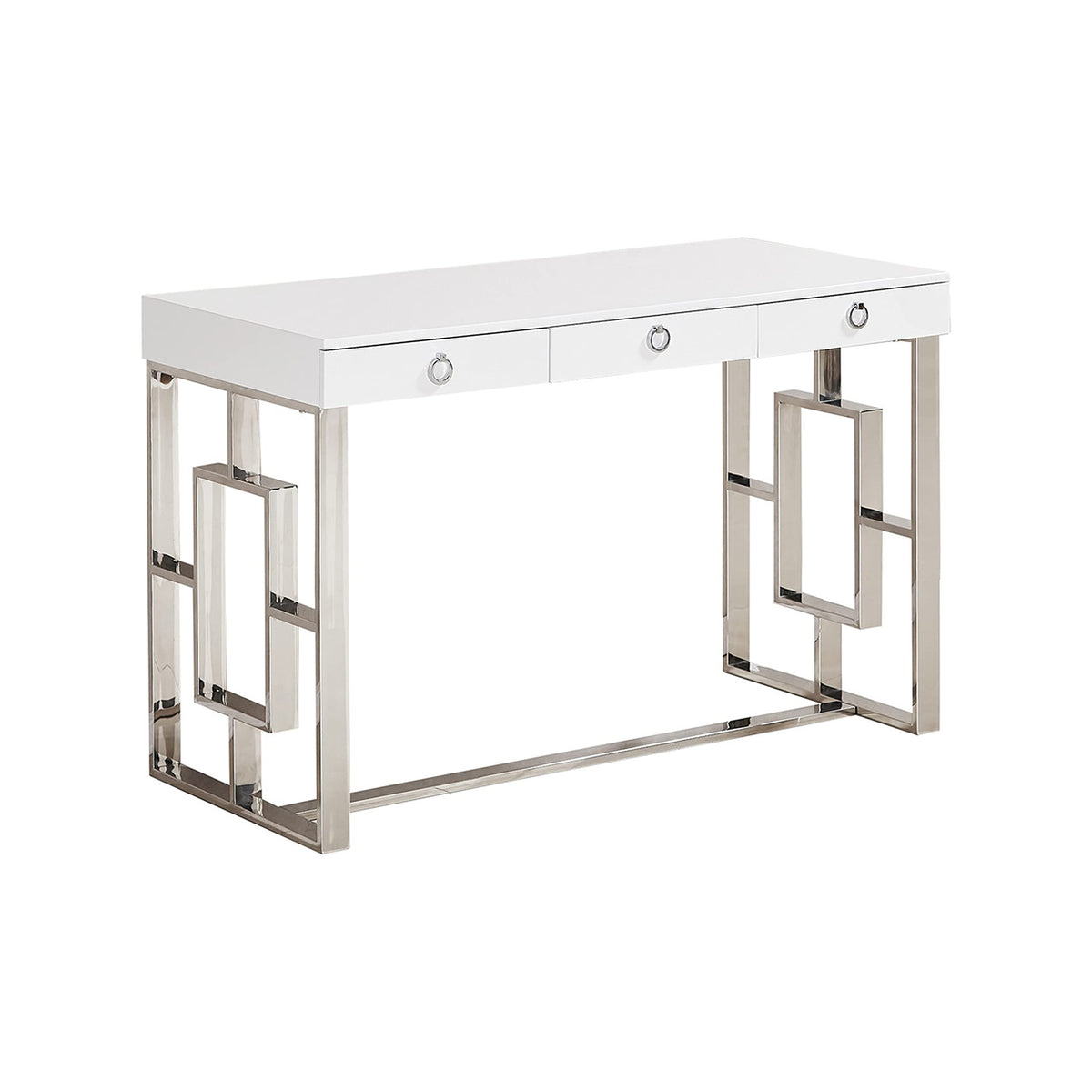 New Modern Desk, White/Silver
