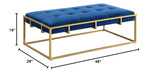 Anika Velvet Rectangular Ottoman in Navy Blue - side view - Navy Blue