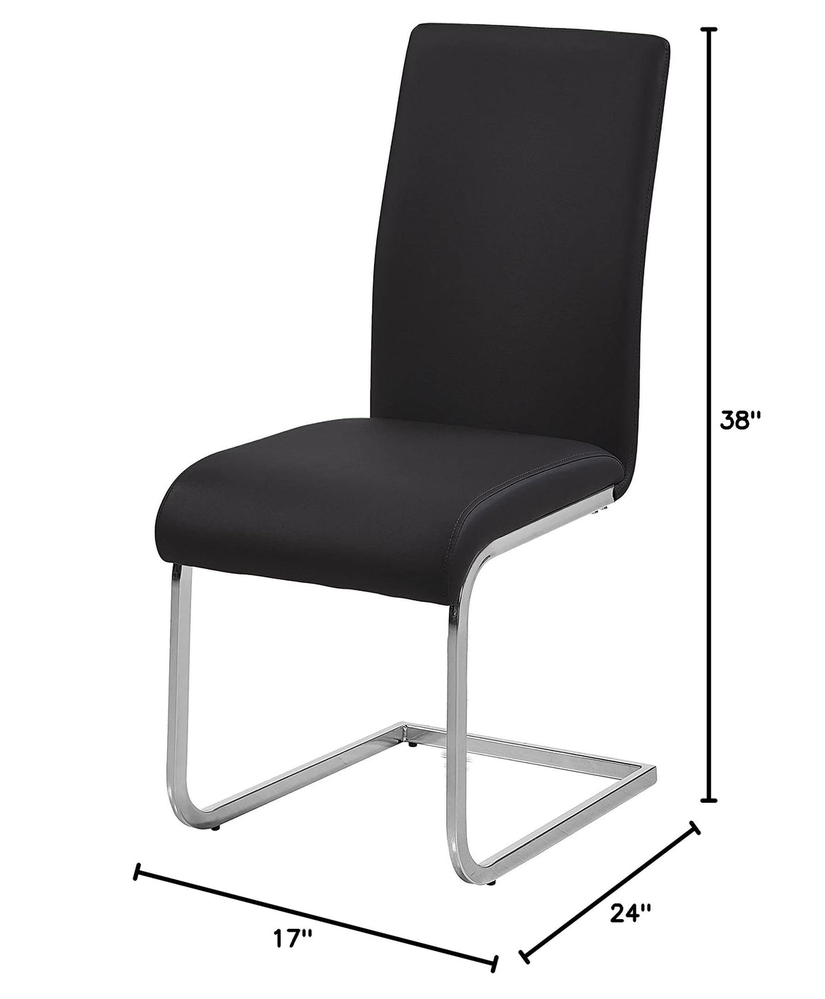 Mirage Faux Leather Parson Dining Chairs with Stainless Steel Frame - side view