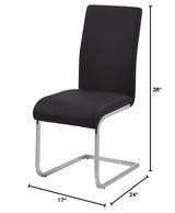 Mirage Faux Leather Parson Dining Chairs with Stainless Steel Frame - side view