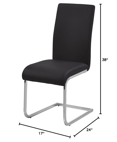 Mirage Faux Leather Parson Dining Chairs with Stainless Steel Frame - side view