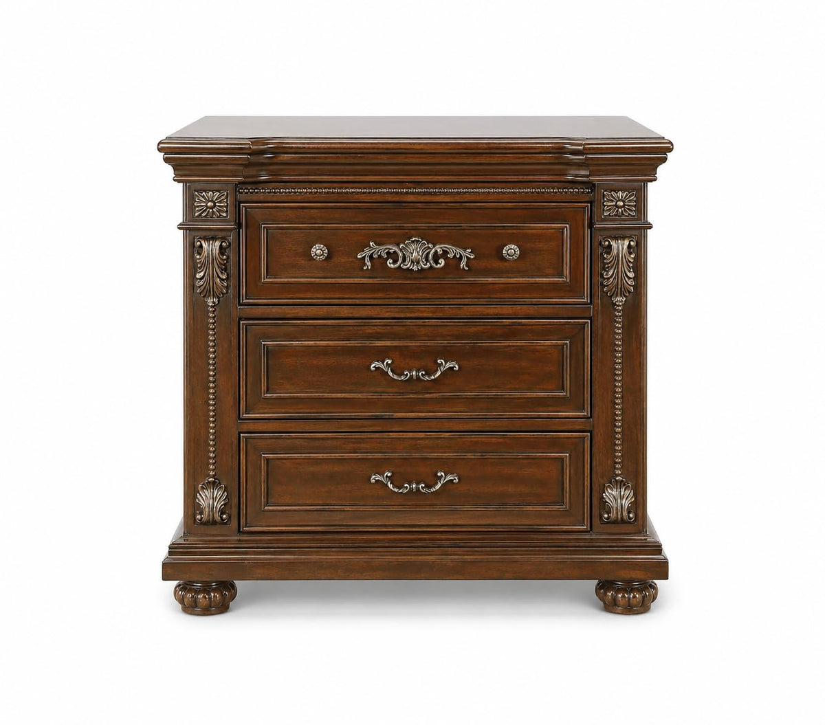 Isabella 3-Drawer Wood Nightstand in Cherry Oak — product view 2