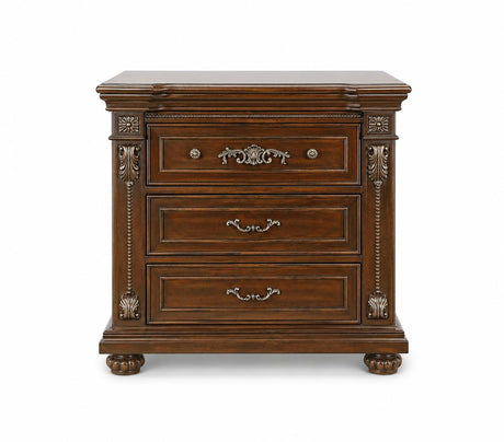 Isabella 3-Drawer Wood Nightstand in Cherry Oak — product view 2