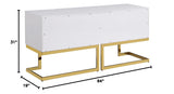 Tommy Contemporary High Gloss Lacquer Sideboard/Buffet with Gold Handles in White - side view