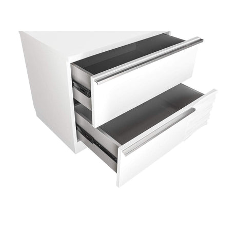 Athens 2-Drawer Poplar Wood Bedroom Nightstand in White Lacquer - angle view