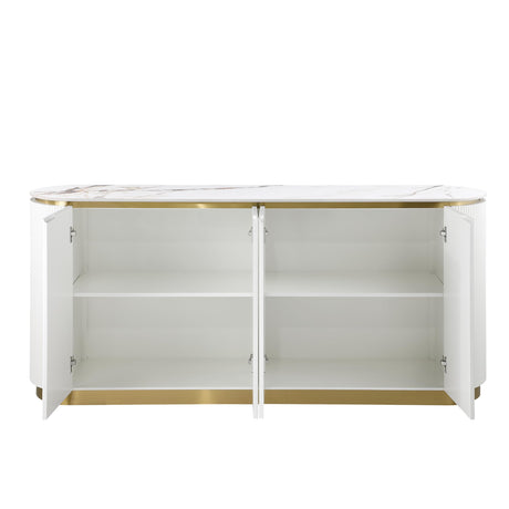 Trandell 70" Modern Glam Faux Marble Top Fully Assembled Sideboard - room setting