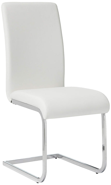 Mirage 5 Pcs Glass Top Modern Dining Set in White - angle view