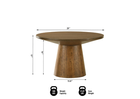Terra 29" Round Pedestal Coffee Table in Walnut - side view