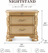 Grand Traditional Miranda Ornate Gold Finished Master Bedroom Set