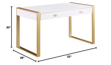 Tillie 2 Drawer Computer Desk in Gold - side view
