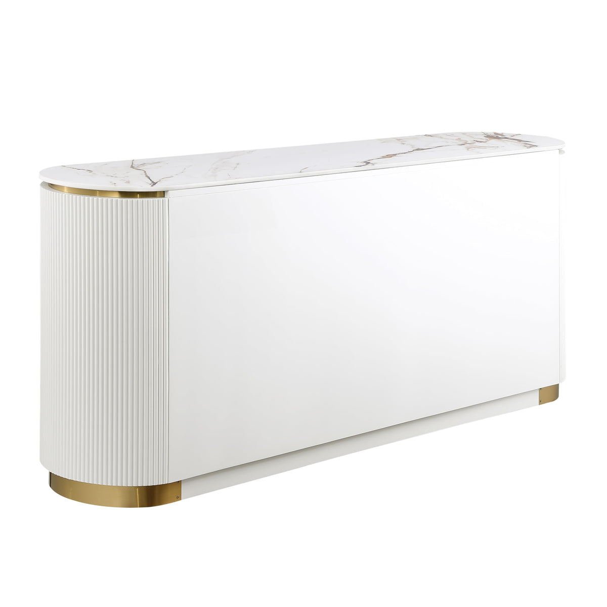 Trandell 70" Modern Glam Faux Marble Top Fully Assembled Sideboard - angle view
