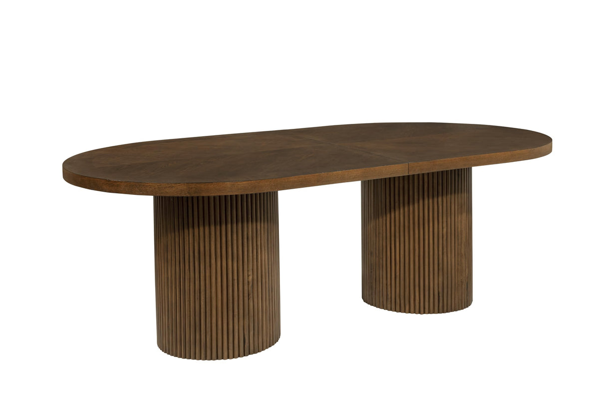 Dobby 90"-123" Extendable Oval Wooden Dining Table in Brown