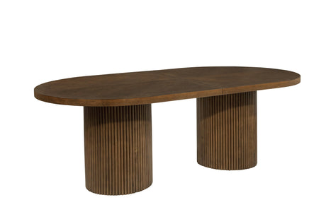 Dobby 90"-123" Extendable Oval Wooden Dining Table in Brown