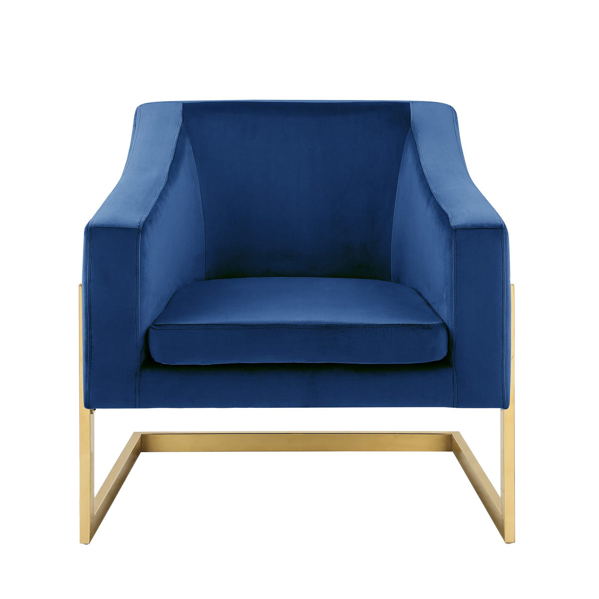 Contemporary Velvet Club Chair in Navy Blue - detail view