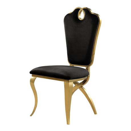 Leona Contemporary Velvet Royal Dining Chair with X-Shaped Gold Legs