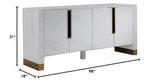 s Theona High Gloss Lacquer Sideboard/Buffet with Gold Trim in White - side view