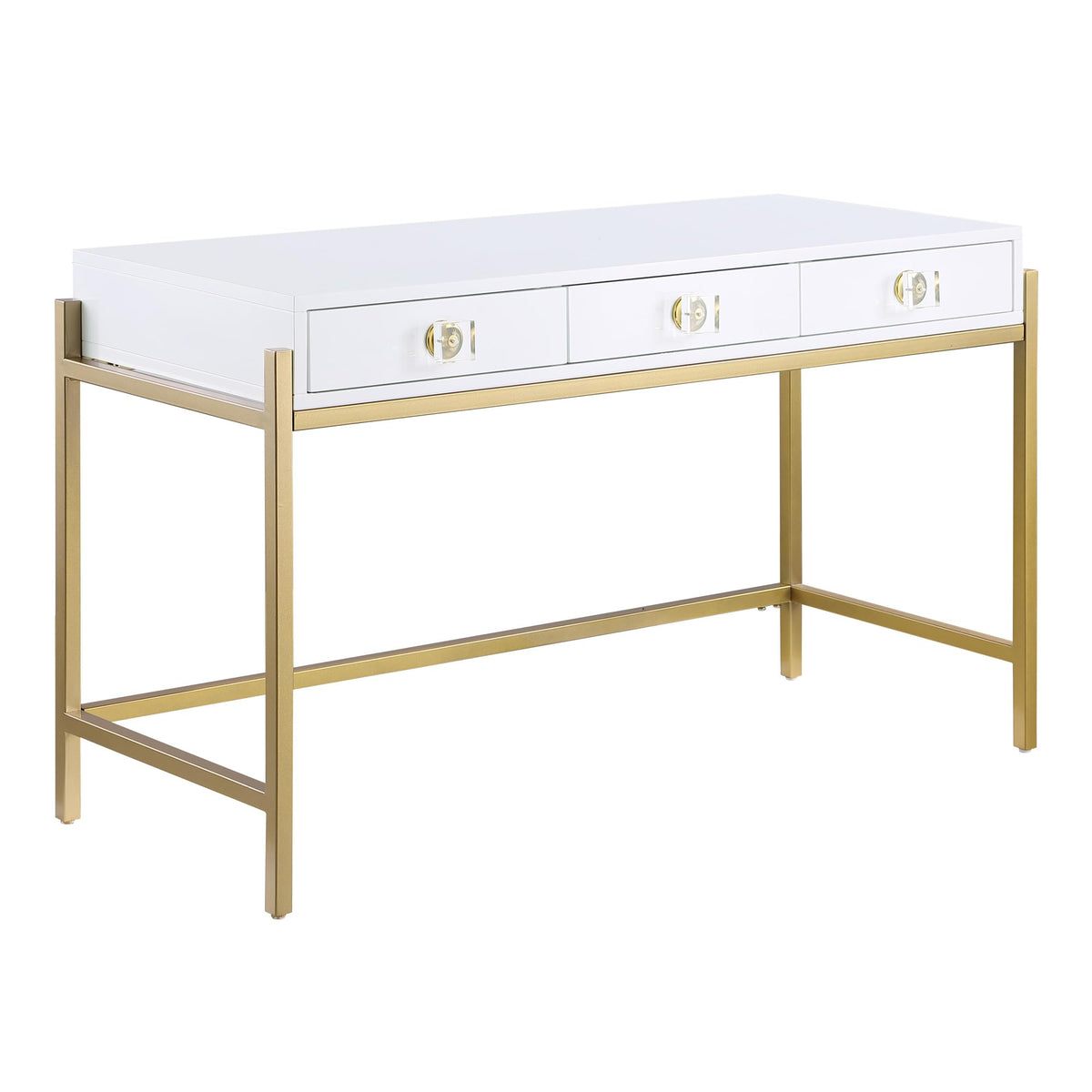 Trish 3 Drawer Computer Desk in Gold