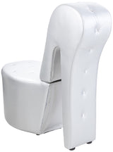 High Heel Faux Leather Shoe Chair with Crystal Studs in Silver - angle view