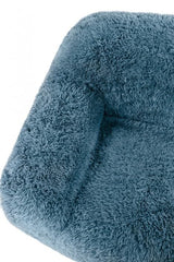 Vander Boneless Barrel Accent Chair in Ocean Blue Faux Fur – view 6